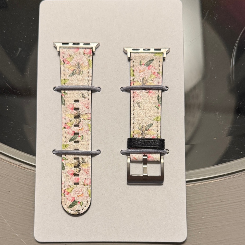 Floral Watch Strap with Pink and Green Accents